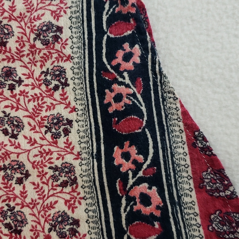 Lucky Brand Women's Red White Black Floral Button Top, XS - Picture 7 of 9